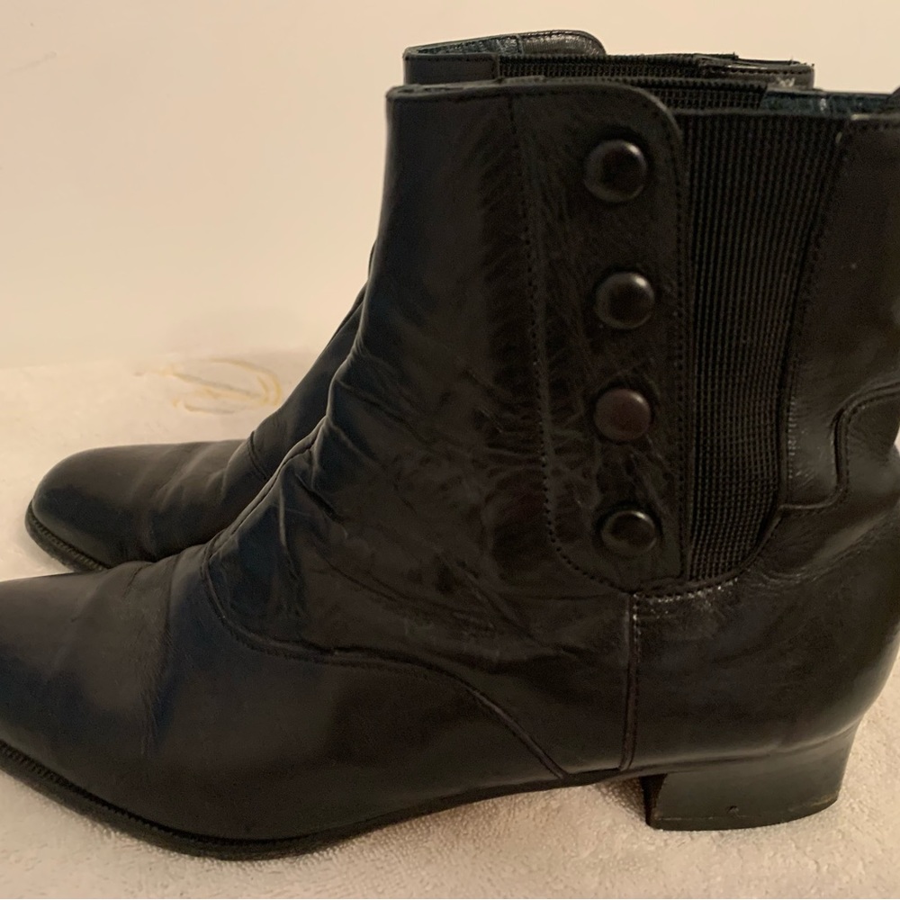Joan & David Black Leather Ankle Booties